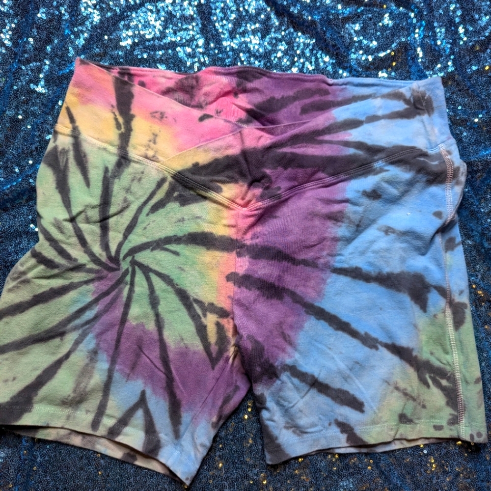 Pink brand tie dye biker shorts